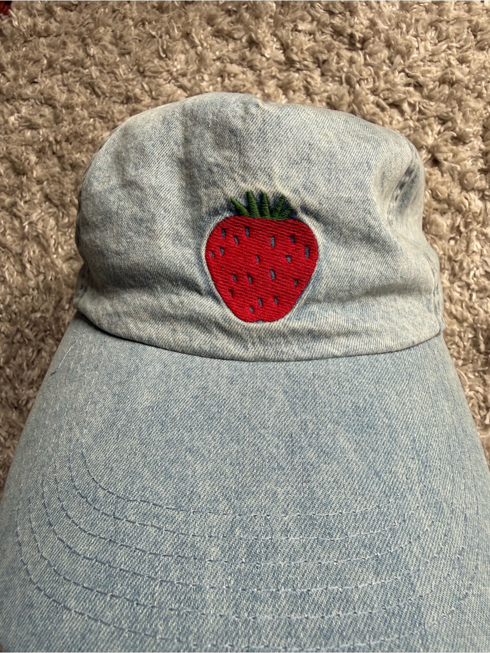 Mollusk Embroidered Strawberry and Denim Cap